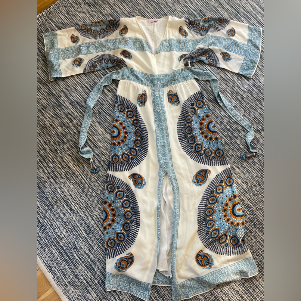 Gorgeous Calypso Block Printed Silk Caftan/Dress